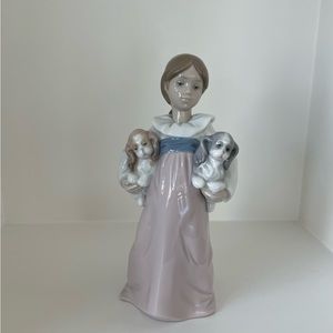 Lladro Arms Full Of Love Girl with 2 Dogs Figurine